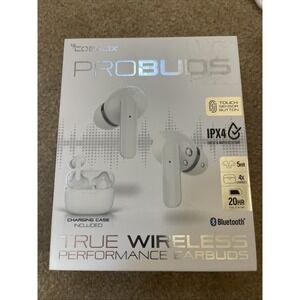 CobaltX PRO BUDS IPX4 True Wireless Performance EARBUDS Bluetooth WHITE 20 hr